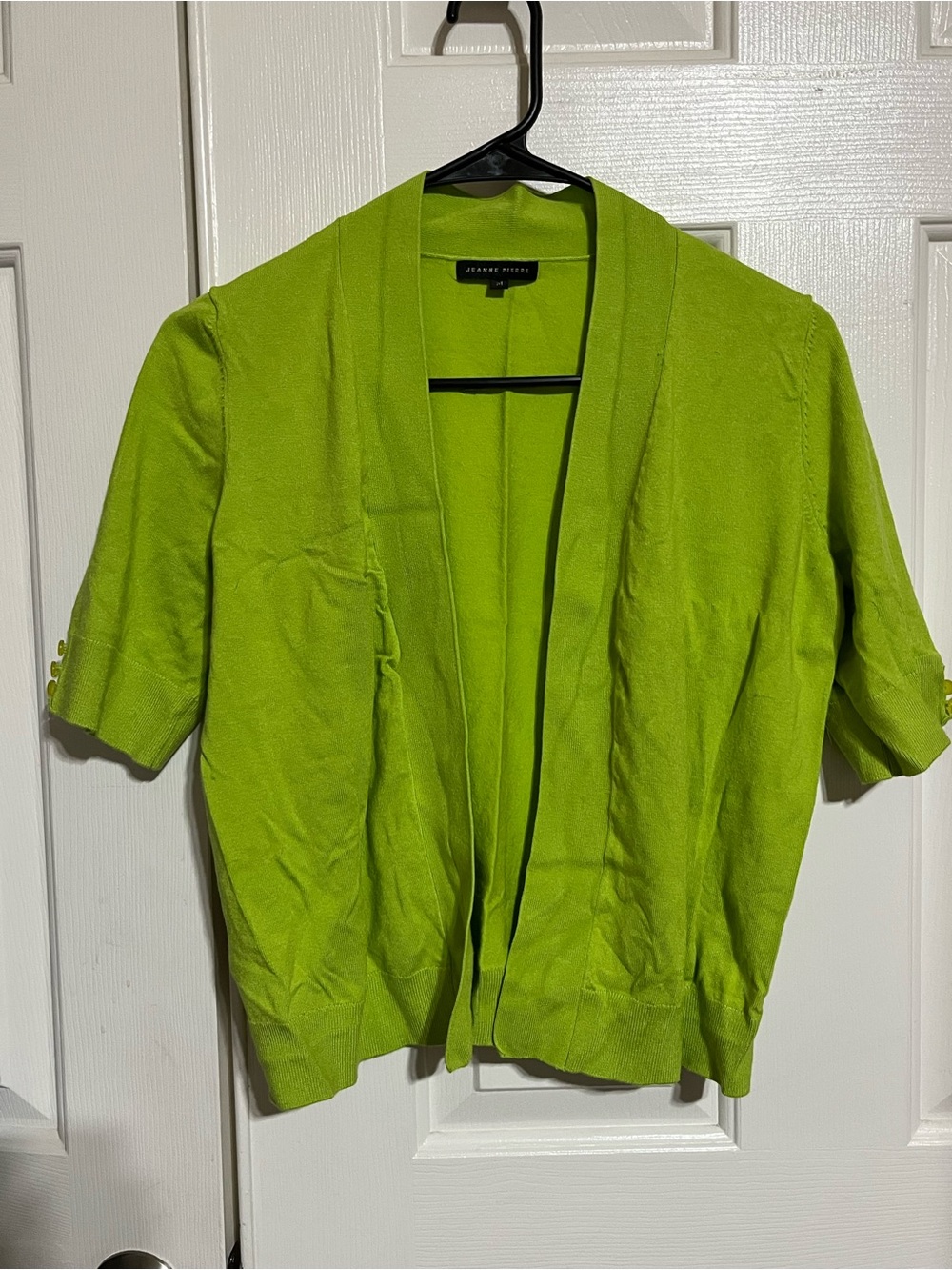 JEANNE PIERRE Short-Sleeve Open Cardigan - Lime Green
17-08